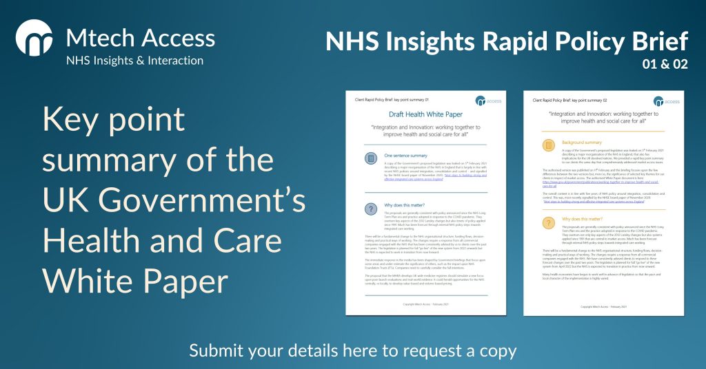 Key point summary of the UK Government’s Health and Care White Paper - request your copy